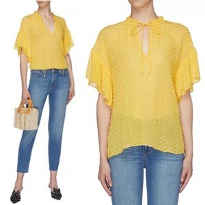 ALICE + OLIVIA Julius Ruffle Sleeve Blouse S